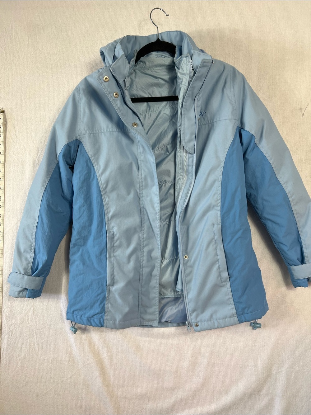 Athletech Pale Blue Hooded Jacket with Lime Logo Accent